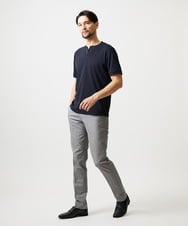 MNKGF64150 MICHEL KLEIN HOMME(ミッシェルクラン オム) 《日本製》キーネック半袖カットソー ネイビー
