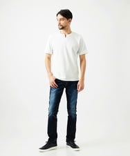 MNKGF64150 MICHEL KLEIN HOMME(ミッシェルクラン オム) 《日本製》キーネック半袖カットソー ホワイト