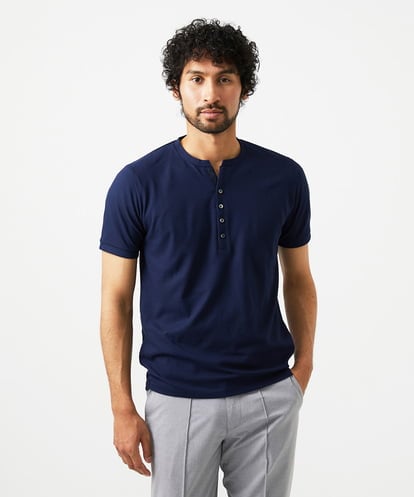 MNKIC62170 MICHEL KLEIN HOMME ヘンリーネック半袖カットソー