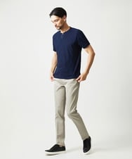 MNKIF53150 MICHEL KLEIN HOMME(ミッシェルクラン オム) 《日本製》スモーク柄キーネック半袖カットソー ネイビー