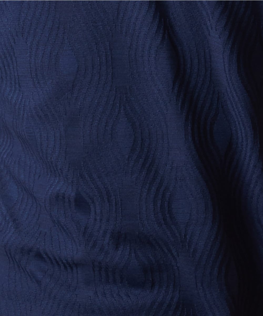 MNKIF53150 MICHEL KLEIN HOMME(ミッシェルクラン オム) 《日本製》スモーク柄キーネック半袖カットソー ネイビー