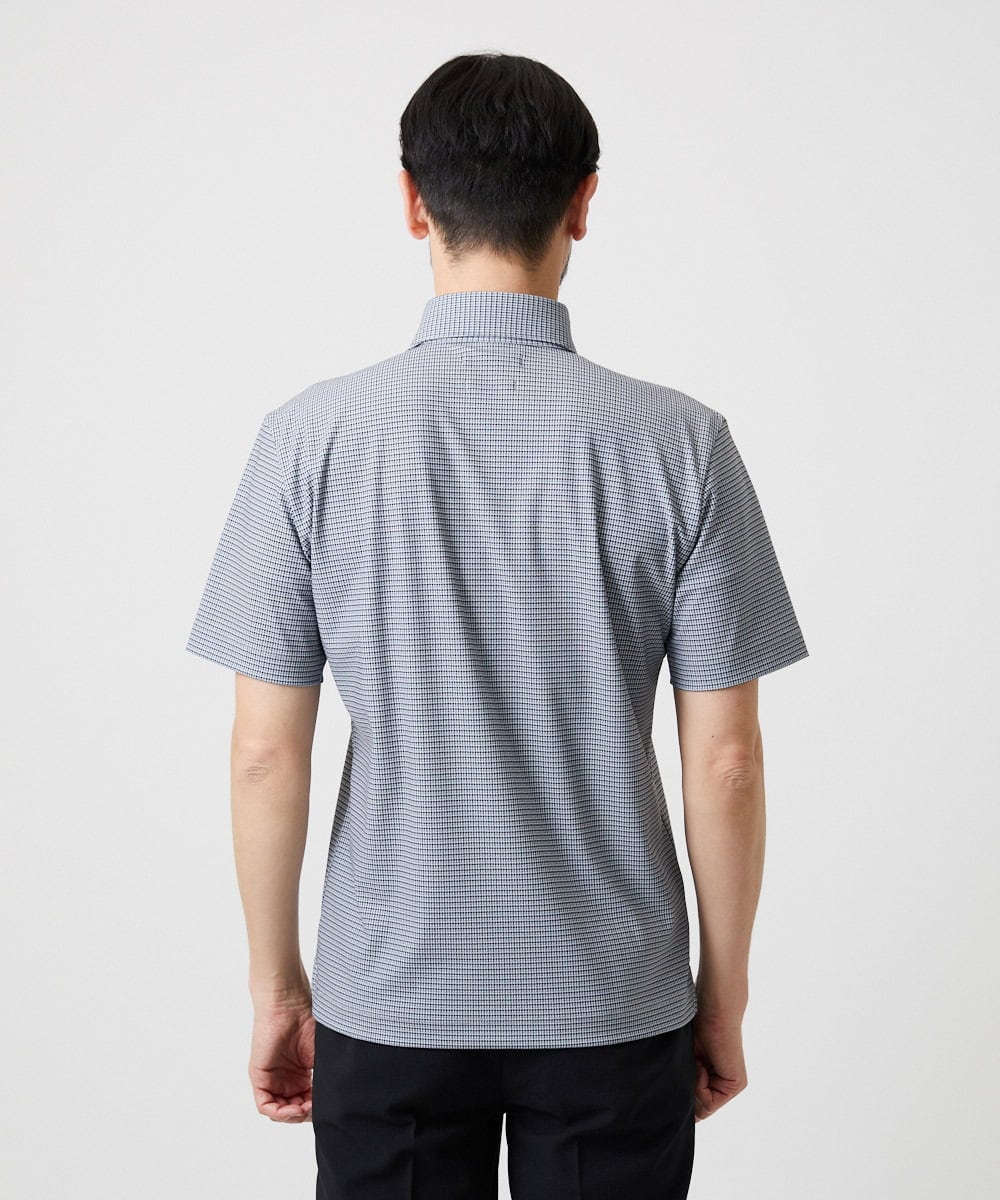MNKJF70180 MICHEL KLEIN HOMME(ミッシェルクラン オム) 《日本製》チドリ柄半袖ポロシャツ ダークグレー