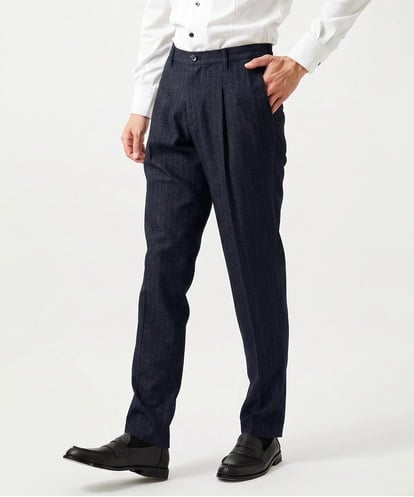 MNLAI53270 MICHEL KLEIN HOMME 【セットアップ】ストライプ柄ウールコットンスラックスパンツ