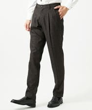 MNLAI53270 MICHEL KLEIN HOMME(ミッシェルクラン オム) 【セットアップ】ストライプ柄ウールコットンスラックスパンツ ブラウン