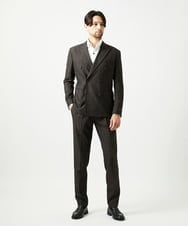 MNLAI53270 MICHEL KLEIN HOMME(ミッシェルクラン オム) 【セットアップ】ストライプ柄ウールコットンスラックスパンツ ブラウン