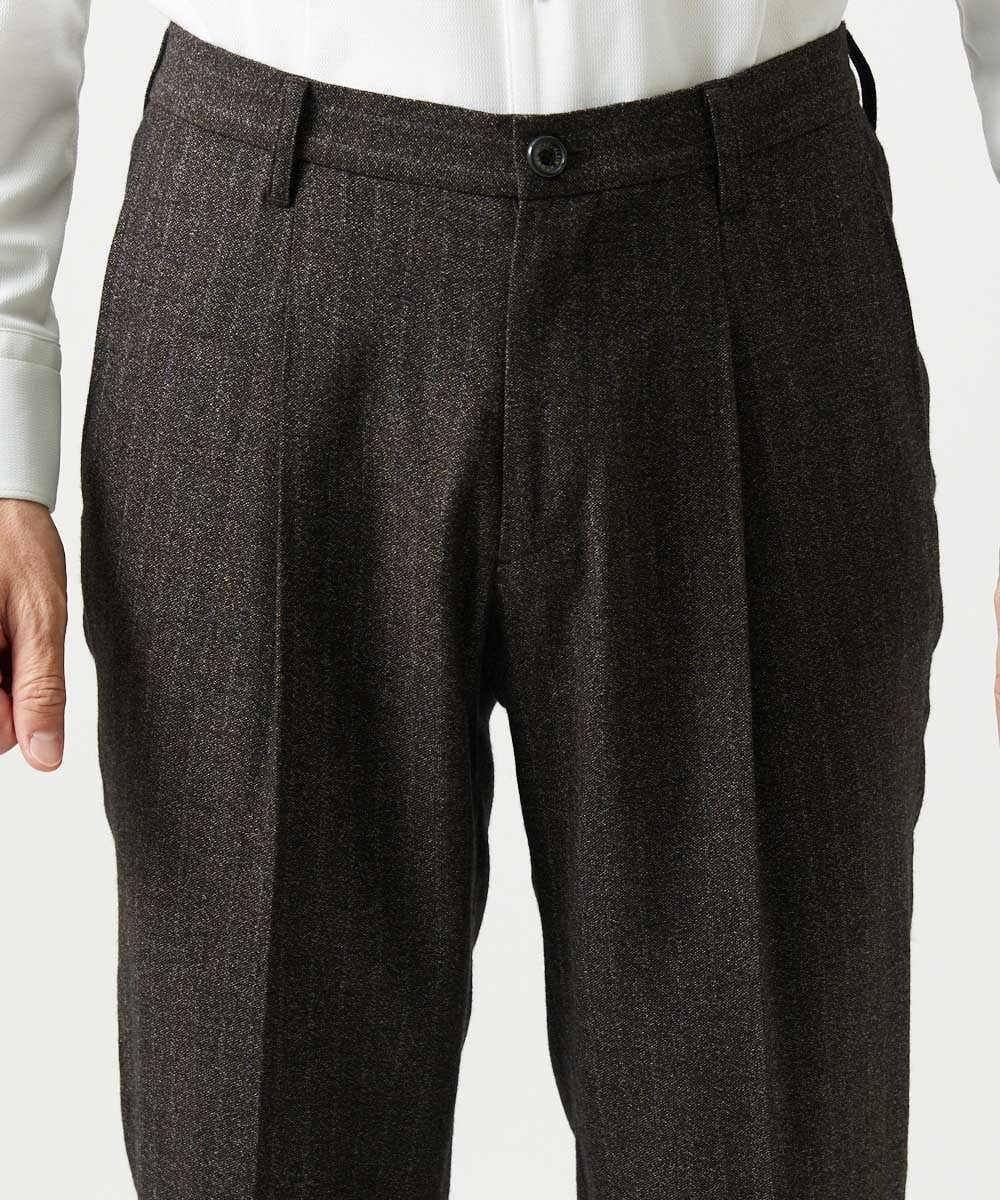 MNLAI53270 MICHEL KLEIN HOMME(ミッシェルクラン オム) 【セットアップ】ストライプ柄ウールコットンスラックスパンツ ブラウン