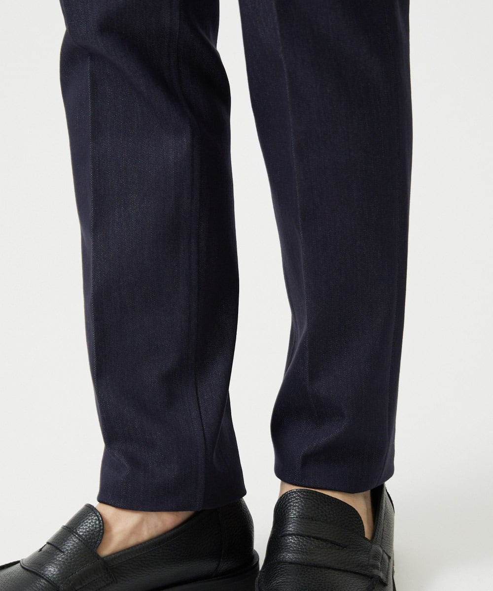 MNLAI55210 MICHEL KLEIN HOMME(ミッシェルクラン オム) 【撥水】プレビアシャンブレースラックスパンツ ネイビー