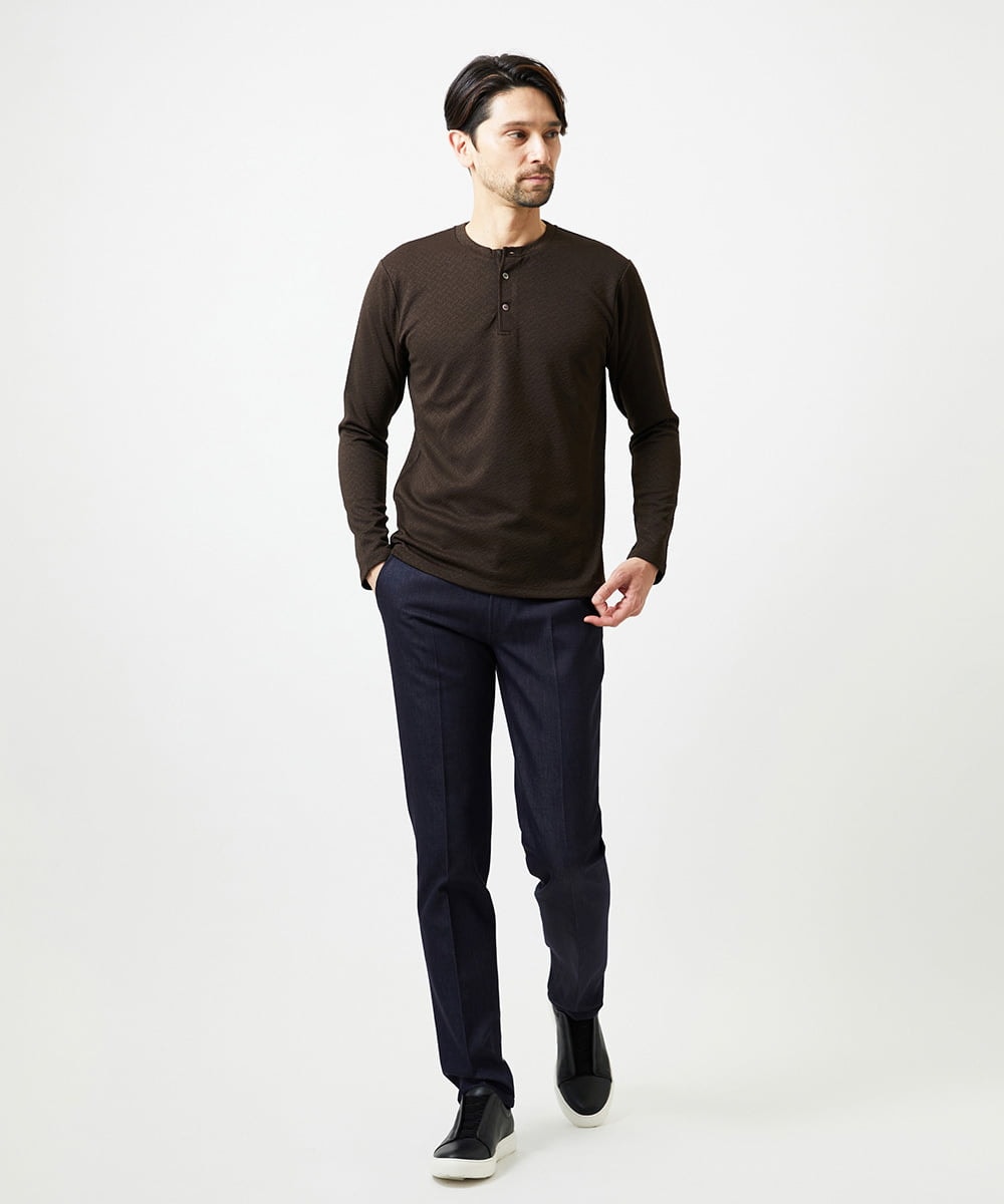 MNLAI55210 MICHEL KLEIN HOMME(ミッシェルクラン オム) 【撥水】プレビアシャンブレースラックスパンツ ネイビー