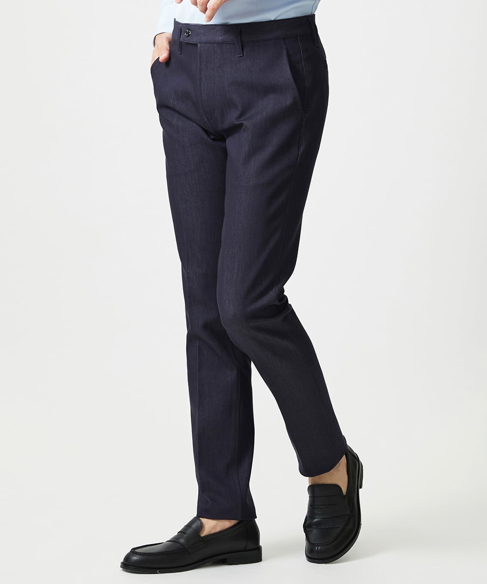 MNLAI55210 MICHEL KLEIN HOMME(ミッシェルクラン オム) 【撥水】プレビアシャンブレースラックスパンツ ネイビー
