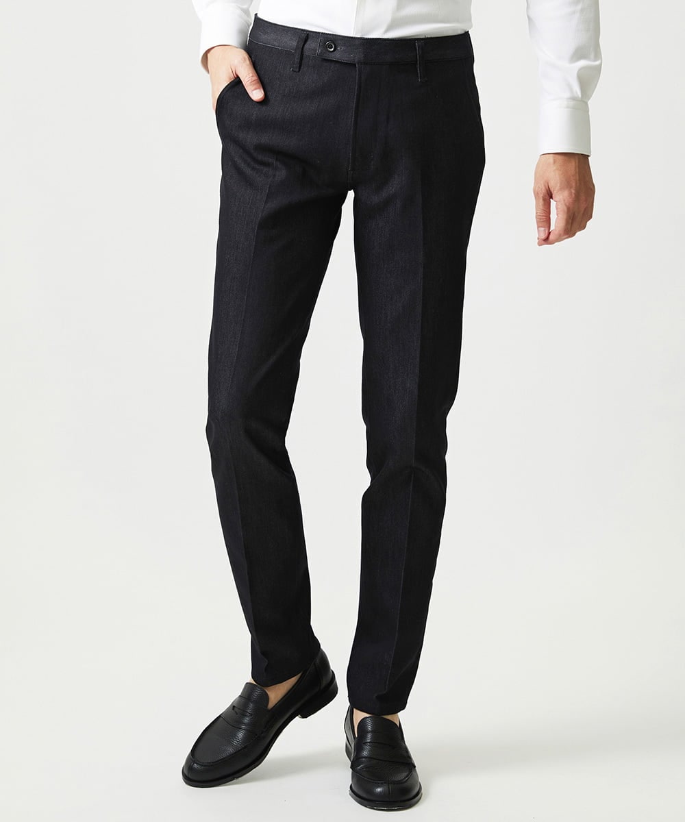 MNLAI55210 MICHEL KLEIN HOMME(ミッシェルクラン オム) 【撥水】プレビアシャンブレースラックスパンツ ブラック