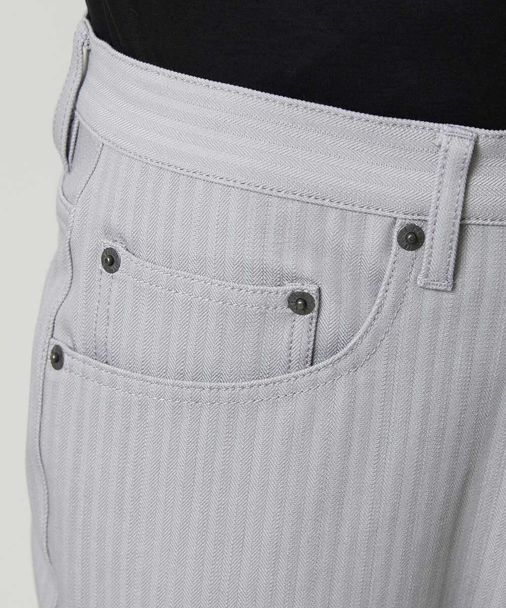 MNLAI61230 MICHEL KLEIN HOMME(ミッシェルクラン オム) 【撥水】プレビアヘリンボン5ポケットパンツ ライトグレー