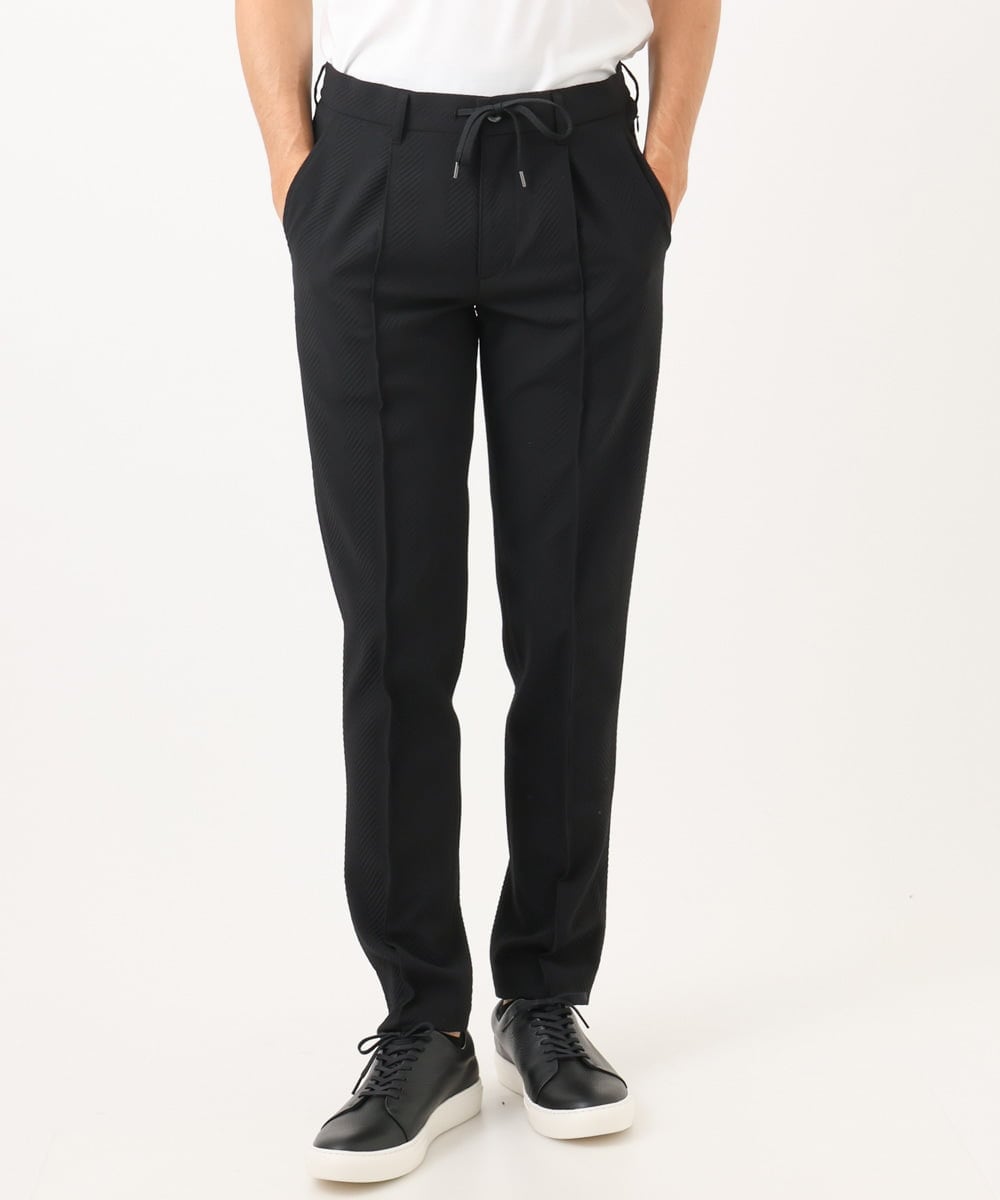 MNLCD51250 MICHEL KLEIN HOMME(ミッシェルクラン オム) 【セットアップ】ビックへリンボンスラックスパンツ ブラック