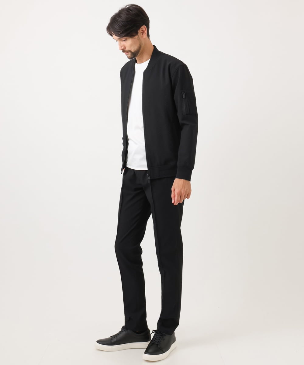 MNLCD51250 MICHEL KLEIN HOMME(ミッシェルクラン オム) 【セットアップ】ビックへリンボンスラックスパンツ ブラック