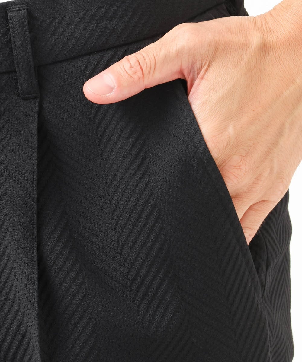 MNLCD51250 MICHEL KLEIN HOMME(ミッシェルクラン オム) 【セットアップ】ビックへリンボンスラックスパンツ ブラック