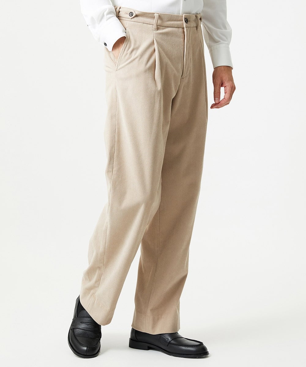 MNLCG62250 MICHEL KLEIN HOMME(ミッシェルクラン オム) 【セットアップ】コーデュロイスラックスワイドパンツ オフホワイト