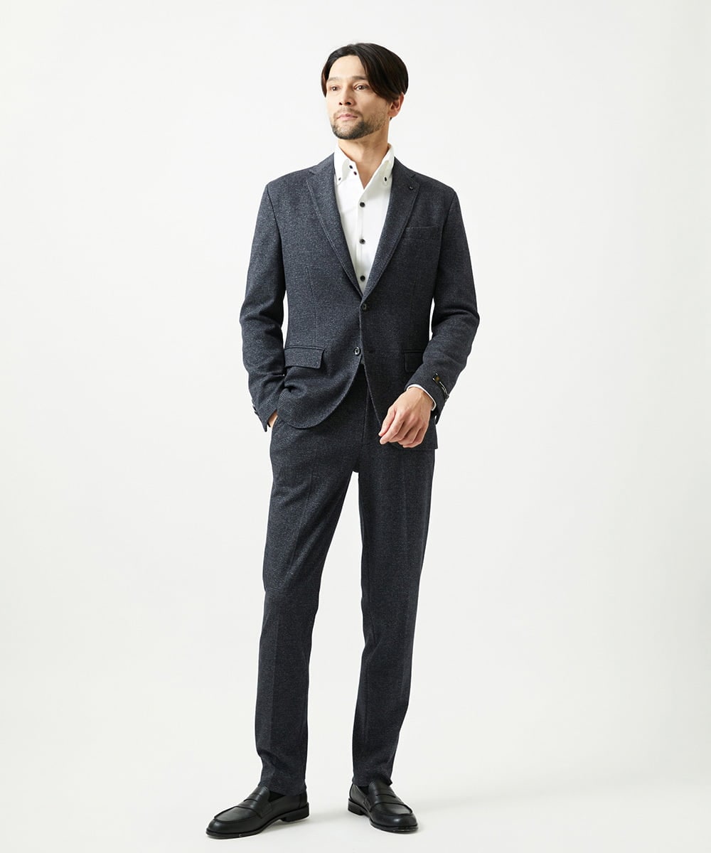 MNLCI06290 MICHEL KLEIN HOMME(ミッシェルクラン オム) 【セットアップ】グレンチェック柄スラックスパンツ ダークグレー