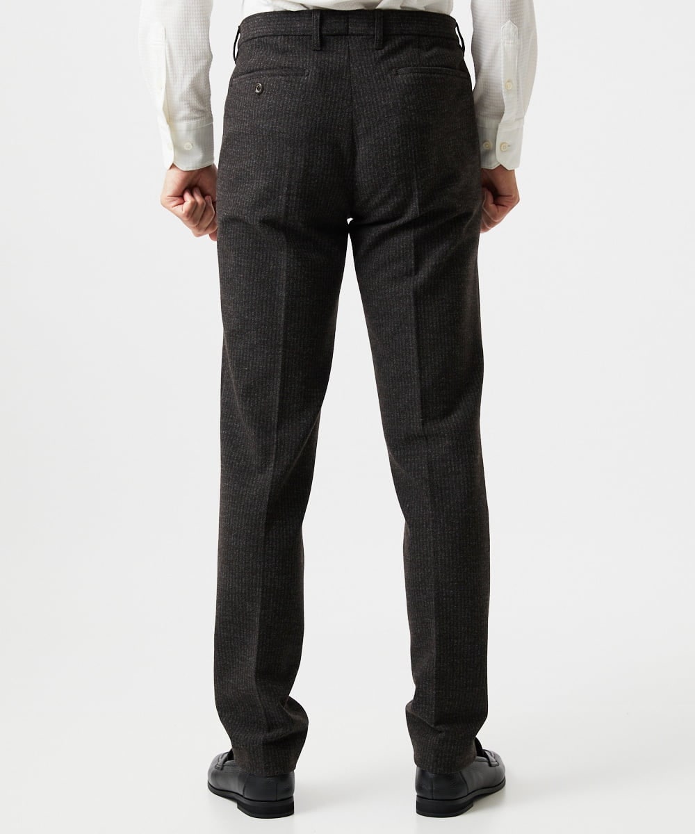 MNLDF05250 MICHEL KLEIN HOMME(ミッシェルクラン オム) ストライプスラックスパンツ ブラウン
