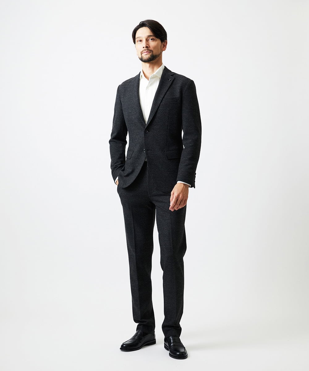 MNLDF05250 MICHEL KLEIN HOMME(ミッシェルクラン オム) ストライプスラックスパンツ ダークグレー