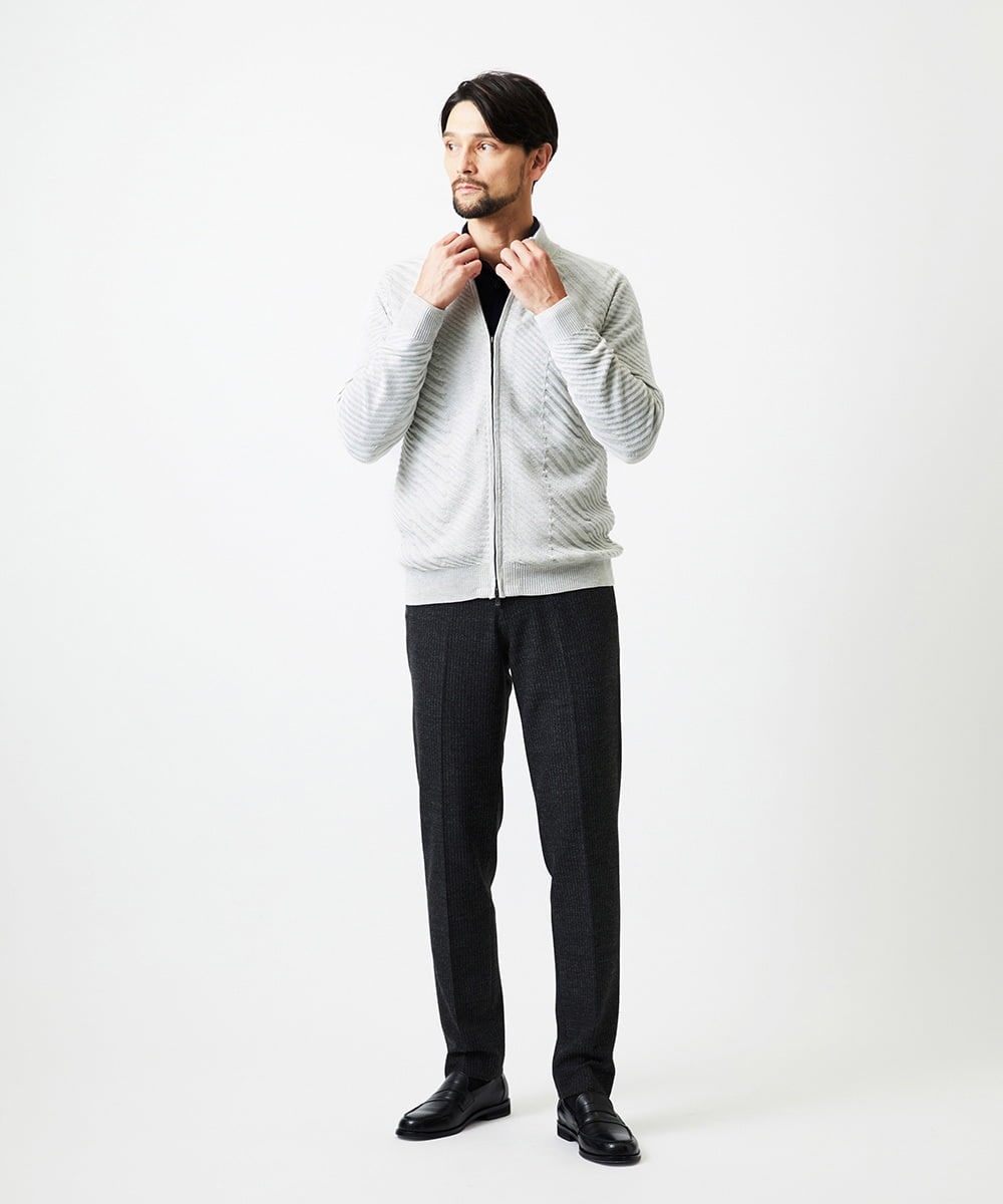 MNLDF05250 MICHEL KLEIN HOMME(ミッシェルクラン オム) ストライプスラックスパンツ ダークグレー