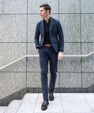 MNLGF06230 MICHEL KLEIN HOMME(ミッシェルクラン オム) 【セットアップ】メッシュプリントスラックスパンツ ネイビー