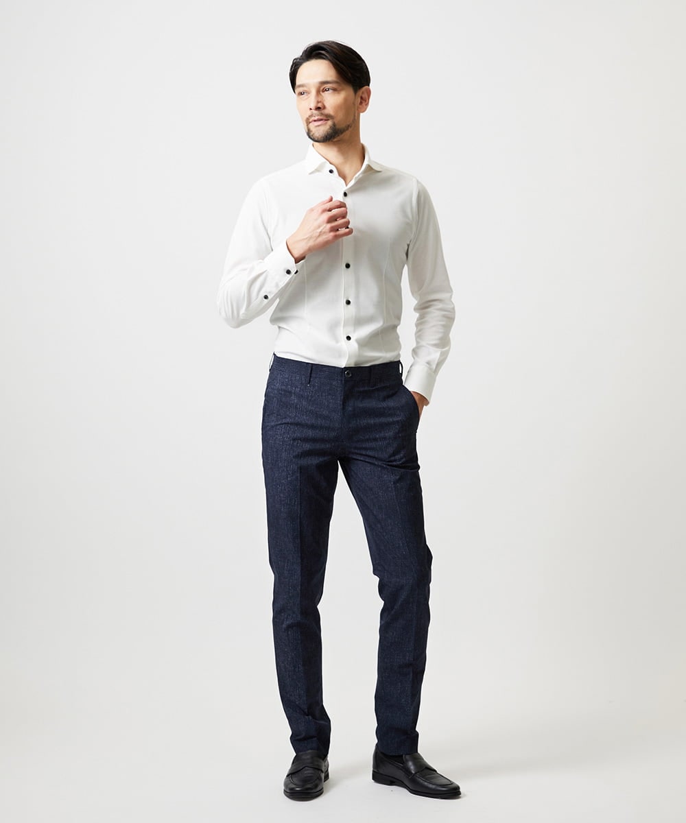 MNLGF06230 MICHEL KLEIN HOMME(ミッシェルクラン オム) 【セットアップ】メッシュプリントスラックスパンツ ネイビー