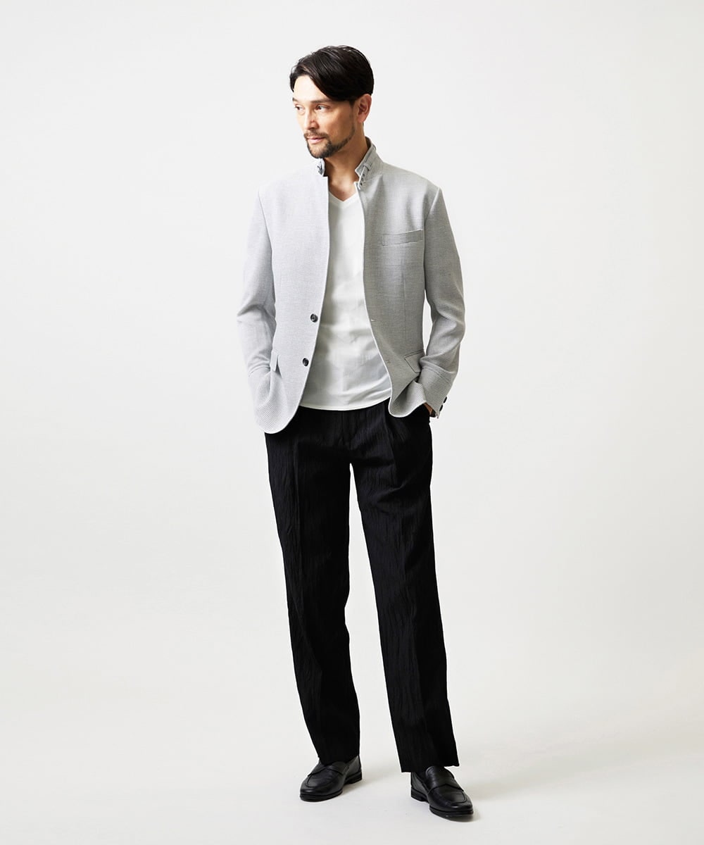 MNLGF72250 MICHEL KLEIN HOMME(ミッシェルクラン オム) 楊柳ワイドスラックスパンツ ブラック