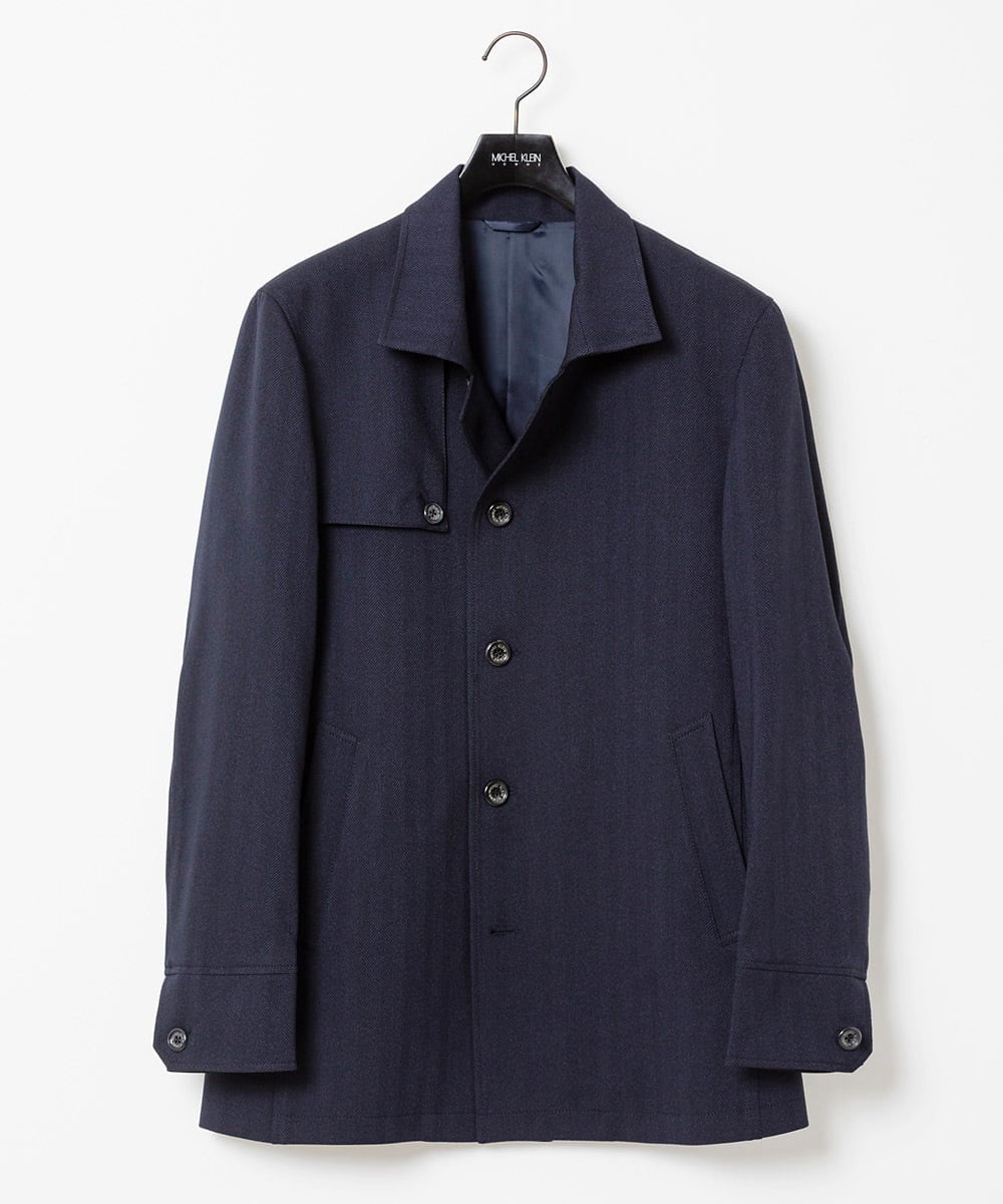 MNUAA01530 MICHEL KLEIN HOMME(ミッシェルクラン オム) ウール調スタンドカラーショートコート ネイビー