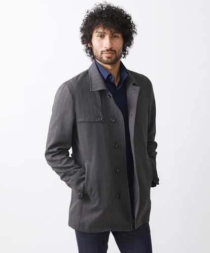 MNUAA01530 MICHEL KLEIN HOMME ウール調スタンドカラーショートコート