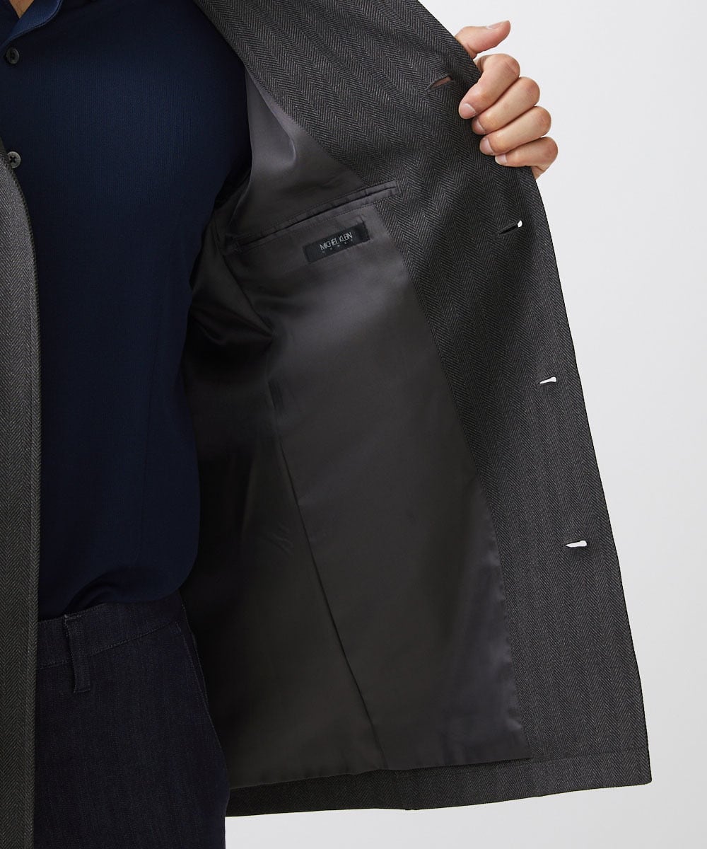 MNUAA01530 MICHEL KLEIN HOMME(ミッシェルクラン オム) ウール調スタンドカラーショートコート ダークグレー