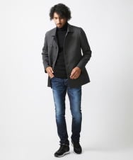 MNUAA01530 MICHEL KLEIN HOMME(ミッシェルクラン オム) ウール調スタンドカラーショートコート ダークグレー