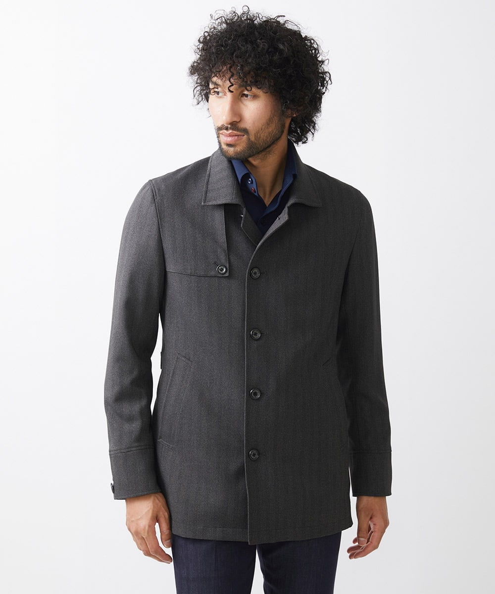 MNUAA01530 MICHEL KLEIN HOMME(ミッシェルクラン オム) ウール調スタンドカラーショートコート ダークグレー