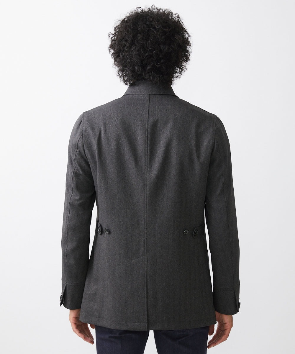 MNUAA01530 MICHEL KLEIN HOMME(ミッシェルクラン オム) ウール調スタンドカラーショートコート ダークグレー
