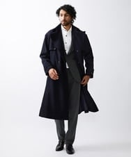 MNUAV12790 MICHEL KLEIN HOMME(ミッシェルクラン オム) ウールダブルブレストマキシコート ネイビー