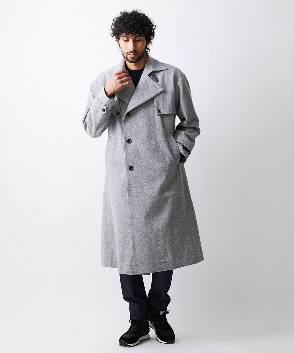 MNUAV12790 MICHEL KLEIN HOMME(ミッシェルクラン オム) ウールダブルブレストマキシコート グレー