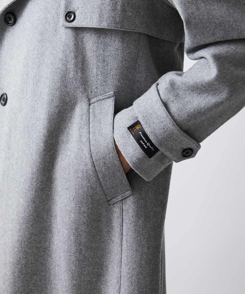 MNUAV12790 MICHEL KLEIN HOMME(ミッシェルクラン オム) ウールダブルブレストマキシコート グレー