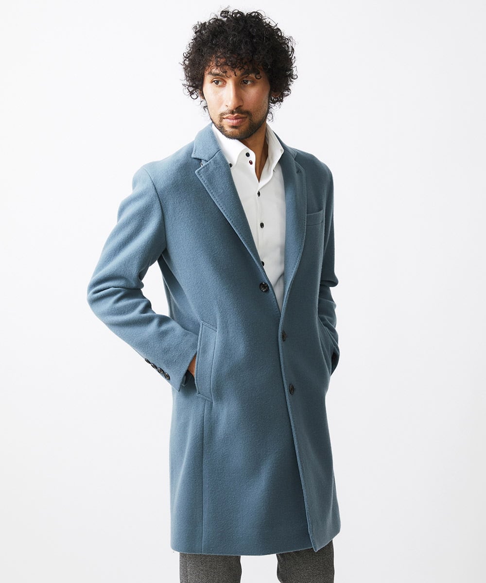 MNUCC12690 MICHEL KLEIN HOMME(ミッシェルクラン オム) コンバーチブルウールチェスターコート ライトブルー