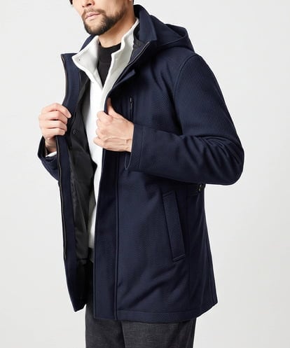 MNUCI20690 MICHEL KLEIN HOMME 3WAYフード付きスタンドコート