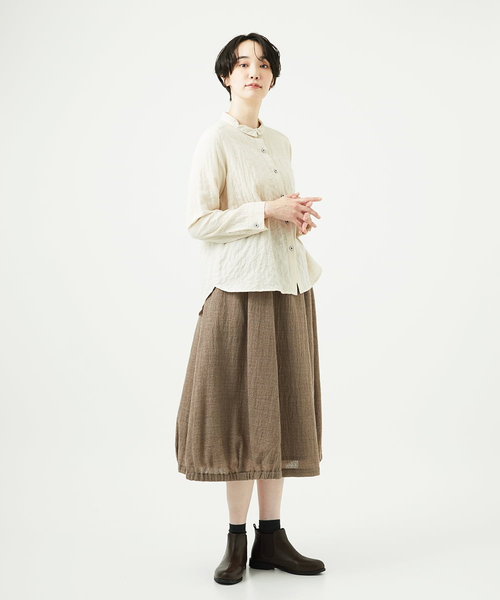 NGBAE23230 GIANNI LO GIUDICE(ジャンニ ロ ジュディチェ) [洗える]シャーリング起毛ブラウス アイボリー