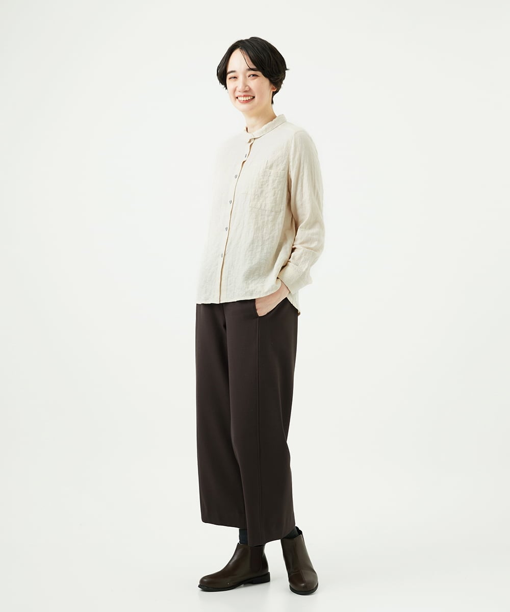 NGBAE23230 GIANNI LO GIUDICE(ジャンニ ロ ジュディチェ) [洗える]シャーリング起毛ブラウス アイボリー
