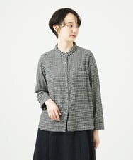 NGBAE23230 GIANNI LO GIUDICE(ジャンニ ロ ジュディチェ) [洗える]シャーリング起毛ブラウス ダークグレー