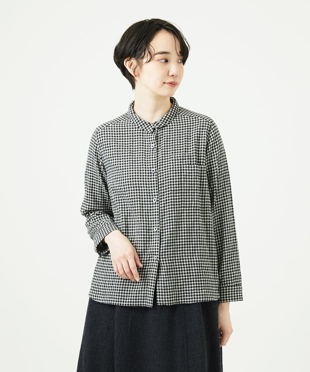 NGBAE23230 GIANNI LO GIUDICE(ジャンニ ロ ジュディチェ) [洗える]シャーリング起毛ブラウス ダークグレー