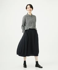 NGBAE23230 GIANNI LO GIUDICE(ジャンニ ロ ジュディチェ) [洗える]シャーリング起毛ブラウス ダークグレー