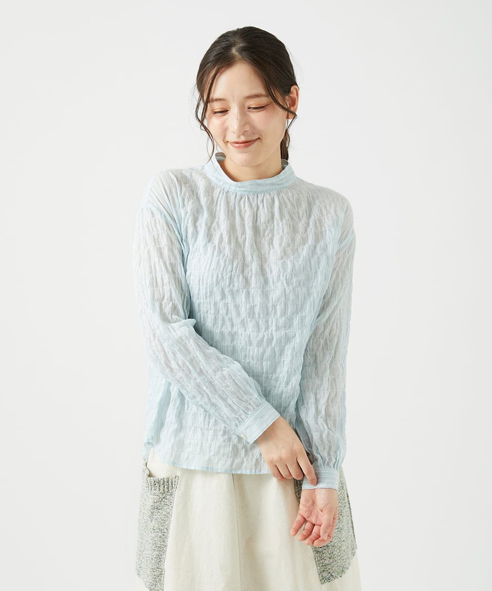 NGBED13230 GIANNI LO GIUDICE [洗える]テンセルシャーリングストライプブラウス