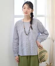 NGBEF19210 GIANNI LO GIUDICE(ジャンニ ロ ジュディチェ) [洗える・日本製]シャーリングシャンブレーブラウス ネイビー