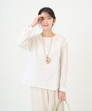 NGBEF19210 GIANNI LO GIUDICE(ジャンニ ロ ジュディチェ) [洗える・日本製]シャーリングシャンブレーブラウス ネイビー