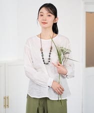 NGBEF19210 GIANNI LO GIUDICE(ジャンニ ロ ジュディチェ) [洗える・日本製]シャーリングシャンブレーブラウス ホワイト