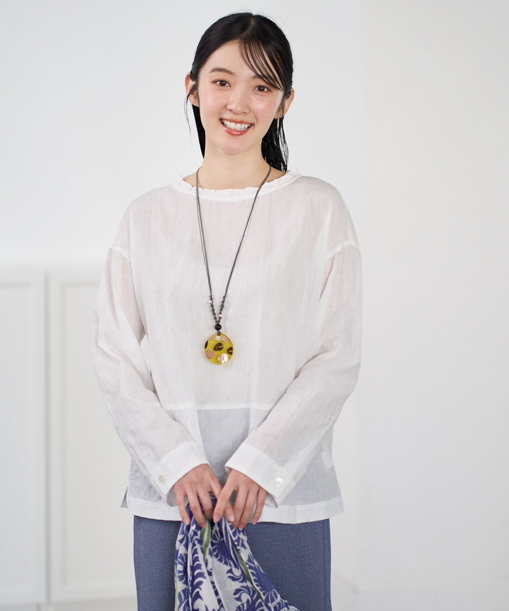 NGBGD31290 GIANNI LO GIUDICE(ジャンニ ロ ジュディチェ) [洗える]シャドーボイルドットブラウス イエロー