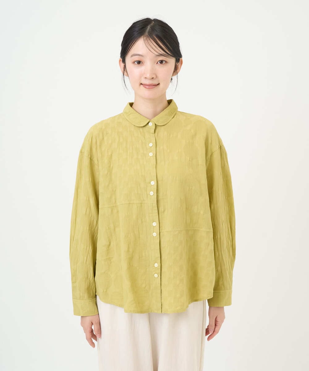 NGBGD32330 GIANNI LO GIUDICE(ジャンニ ロ ジュディチェ) [洗える]シャドーボイルドット前開きブラウス イエロー