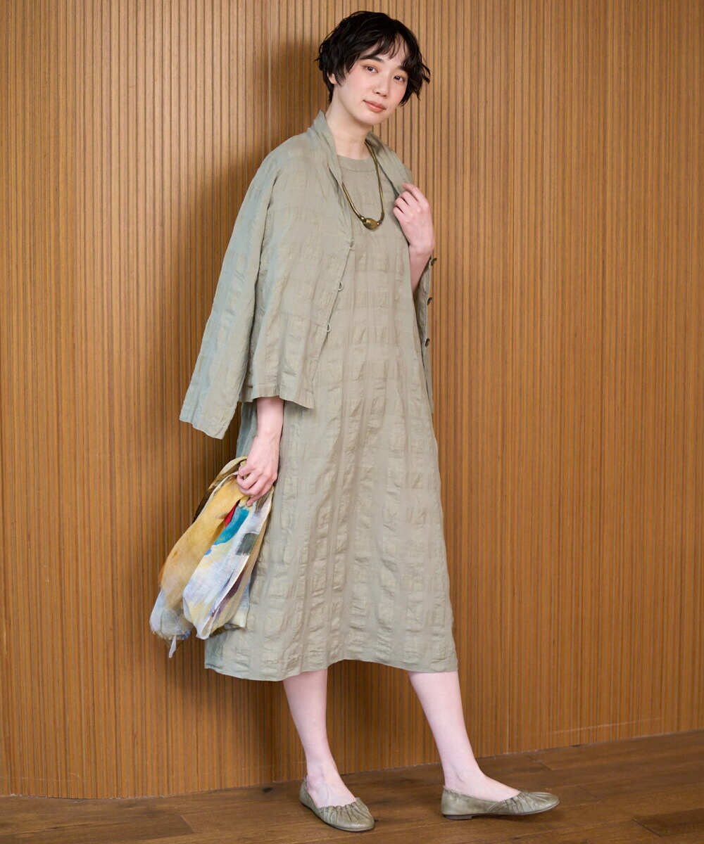 NGBGE53360 GIANNI LO GIUDICE(ジャンニ ロ ジュディチェ) [洗える]シャドーチェックブラウス ベージュ