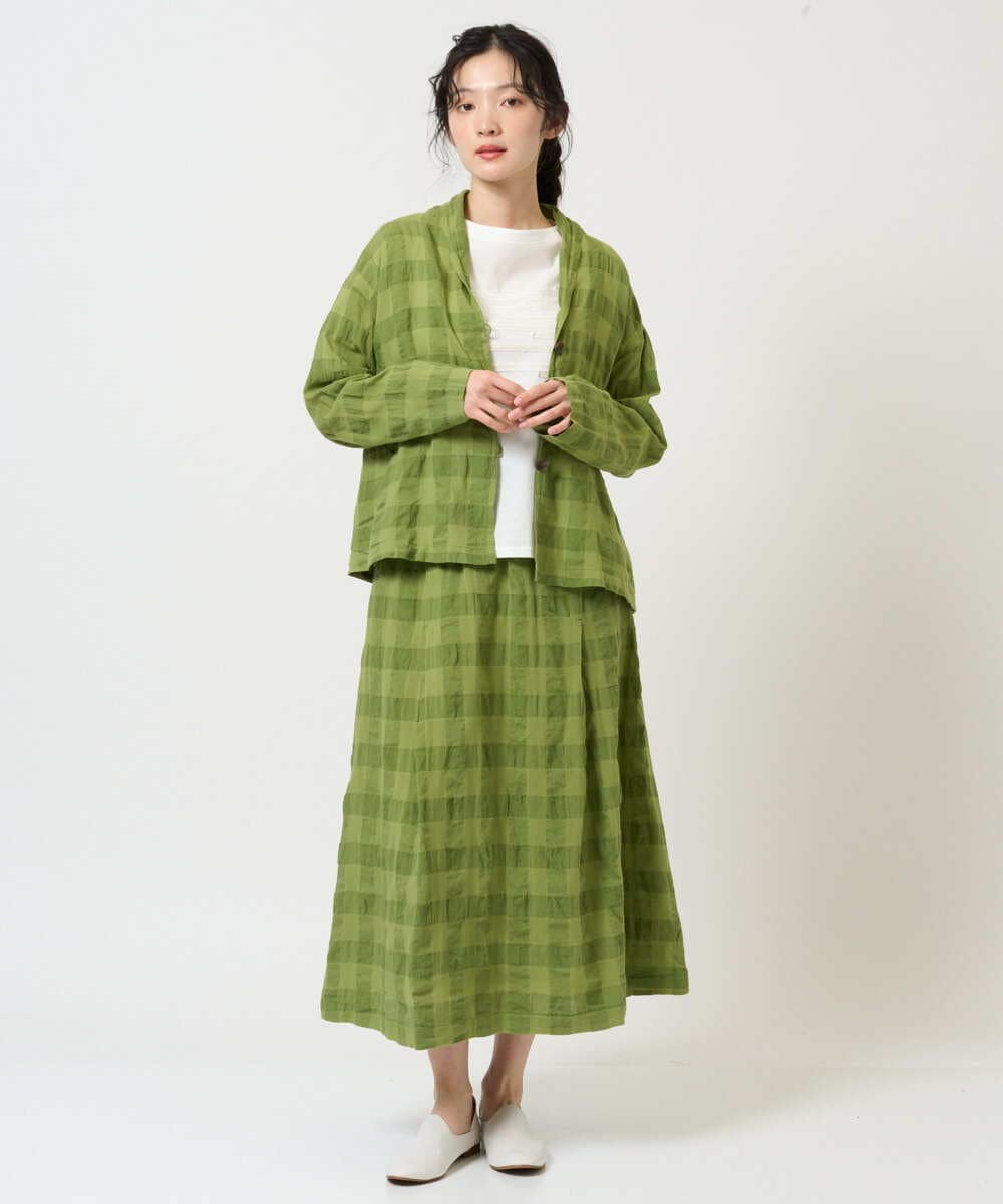 NGBGE53360 GIANNI LO GIUDICE(ジャンニ ロ ジュディチェ) [洗える]シャドーチェックブラウス ベージュ